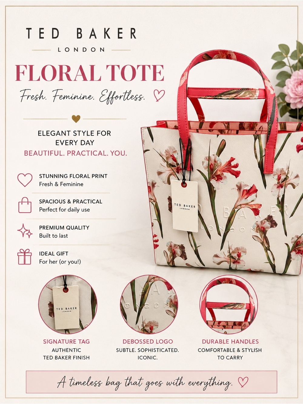 Ted Baker NWT Icon Floral Iris Print Tote